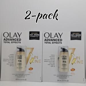 2x Olay Advanced Total Effects Anti-Aging Moisturizer SPF15 3.4oz Skin Care UV